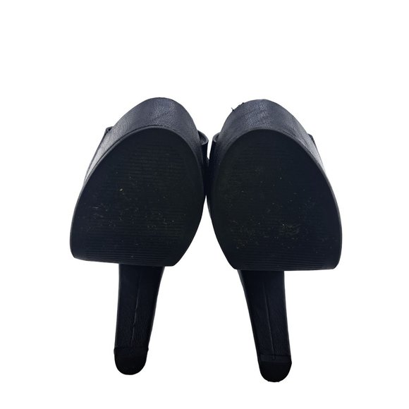 Speed Limit 98 Womens Black Peep Toe Caged Platform Chunky Heel Sandal Shoes 6.5 - Picture 9 of 11